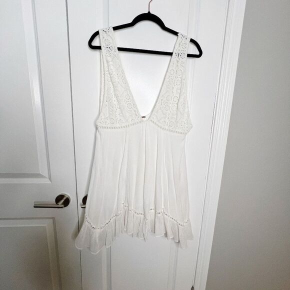 Free People FREE-EST FREYA White Crochet Mini Dress Size S - Picture 7 of 9